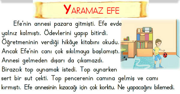 1.Sınıf Türkçe Okuma Anlama (Yaramaz Efe) Metni