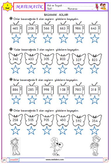 3. Sınıf Matematik Basamak Adı Etkinliği 2