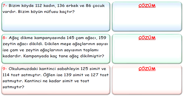 3.Sınıf Matematik Toplama İşlemi Problemleri-3