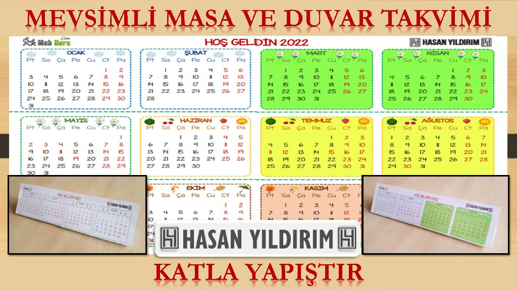 Mevsimli Masa ve Duvar Takvimi (Katla Yapıştı - A4 Boyutunda)