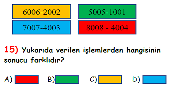 4.Sınıf Matematik Çıkarma İşlemi Yaprak Test-1