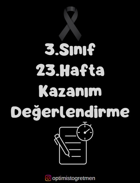 3.Sınıf 23. Hafta Kazanım Değerlendirme Testi