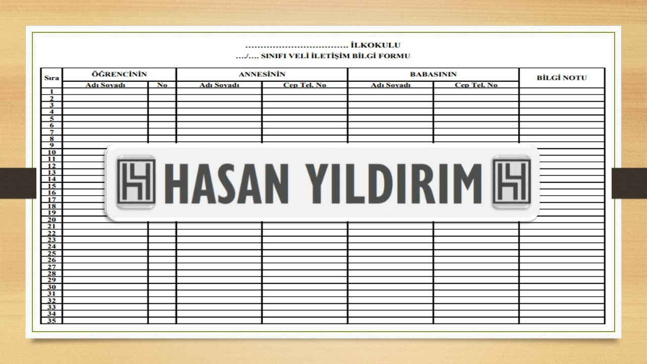 Veli İletişim Bilgi Formu