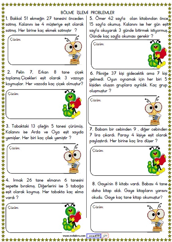 2. Sınıf Matematik Bölme İşlemi Problemler Etkinliği 7