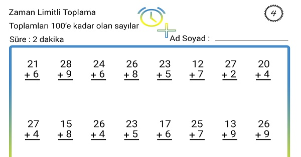 2 Dakika Zaman Limitli Toplama İşlemi Etkinliği 4