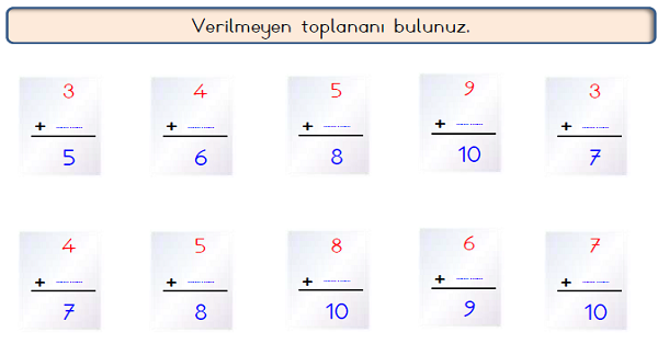 1.Sınıf Matematik Toplama İşlemi Verilmeyen Toplananı Bulma-4