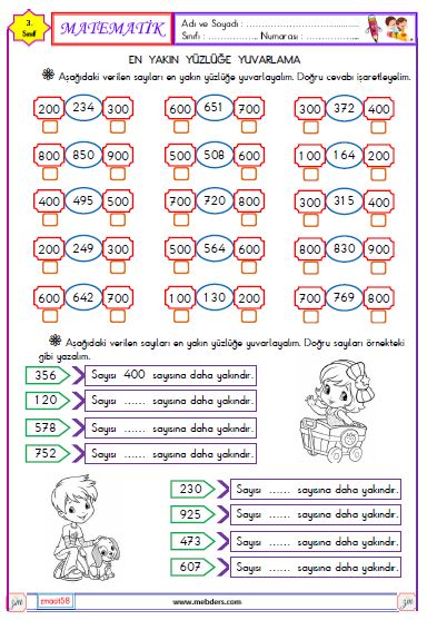 3. Sınıf Matematik Yüzlüğe Yuvarlama Etkinliği