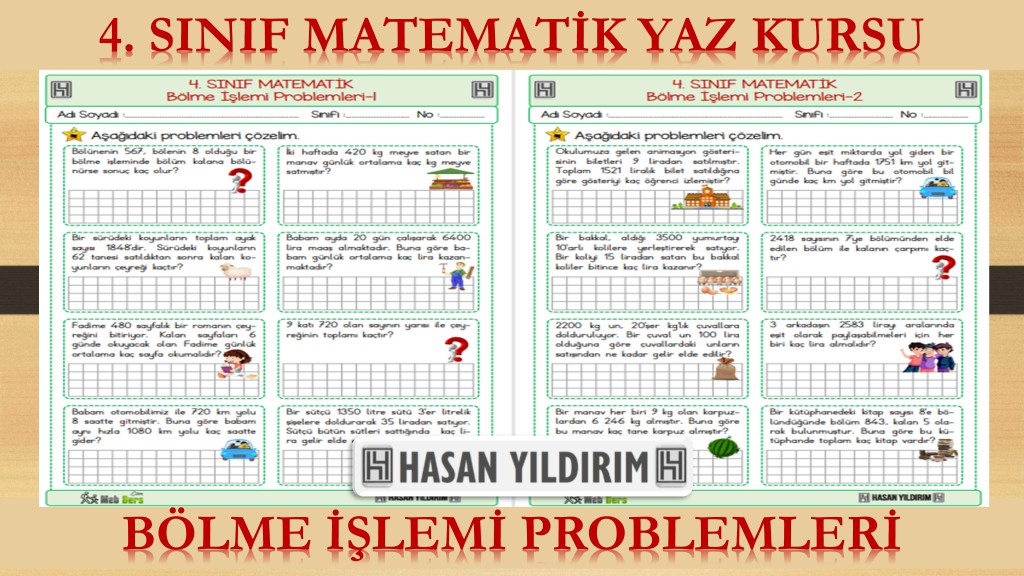 4.Sınıf Matematik Yaz Kursu - Bölme İşlemi Problemleri (4.Sınıfa Hazırlık)