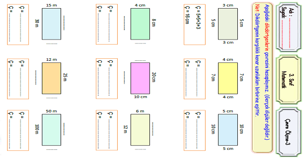 3.Sınıf Matematik Çevre Ölçme (Dikdörtgenin Çevre Uzunluğu)-3