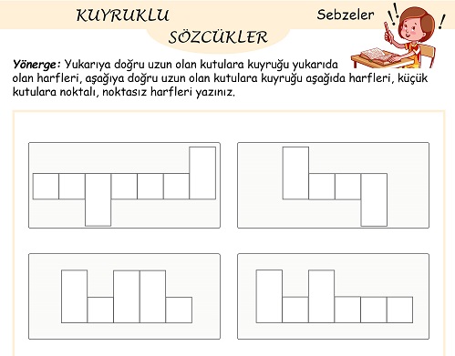 Kuyruklu Sözcük Etkinliği - Sebzeler