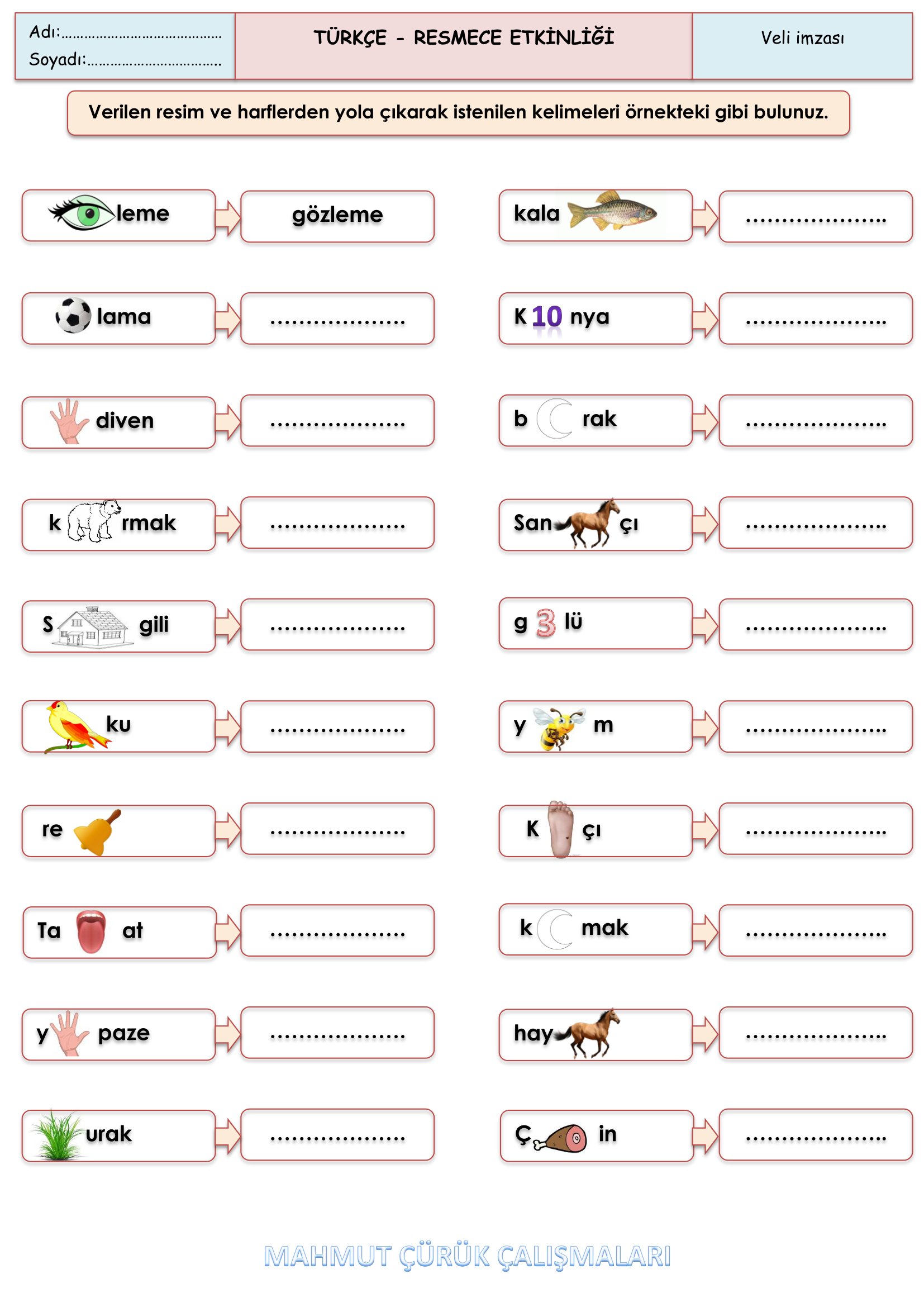 2.Sınıf - Türkçe - Resmece Etkinliği