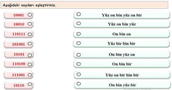 4.Sınıf Matematik Doğal Sayıları Okuma Yazma Etkinliği 3