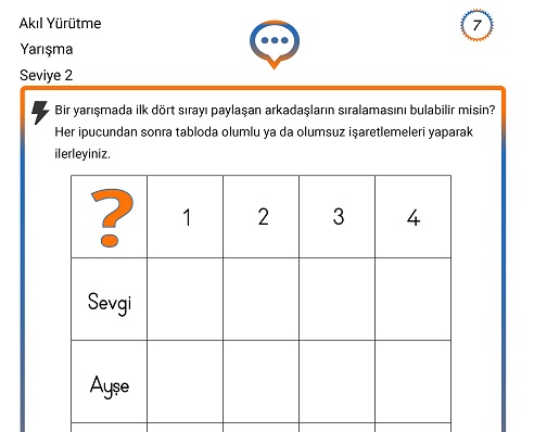 Seviye 2 - Akıl Yürütme Etkinliği 7