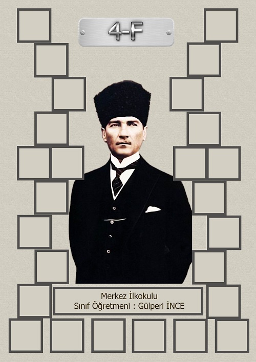 Model 15, 4F şubesi için Atatürk temalı, fotoğraf eklemeli kapı süslemesi - 26 öğrencilik