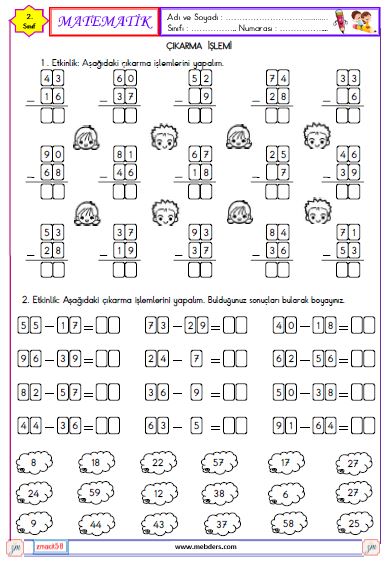 2. Sınıf Matematik Çıkarma İşlemi Etkinliği 4 ( Onluk Bozarak )