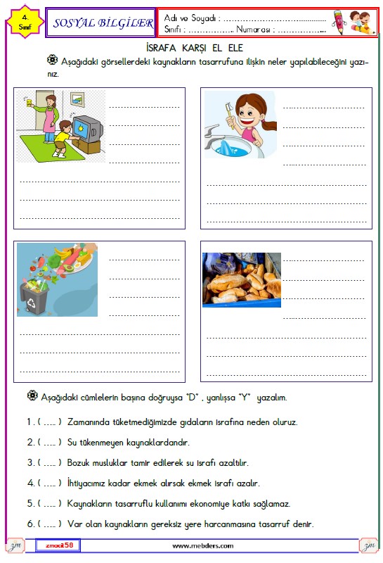 4. Sınıf Türkçe İsrafa Karşı El Ele Etkinliği