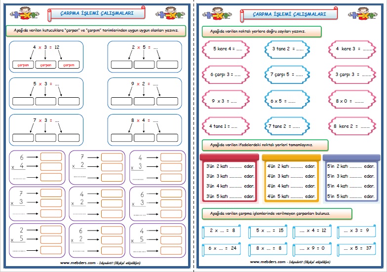 2.Sınıf Matematik Çarpma İşlemi Çalışması