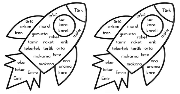 1.Sınıf İlk Okuma Yazma (R-r Sesi) Roket Boyama ve Okuma Metni