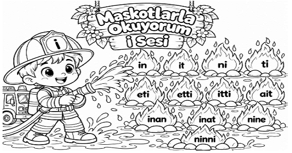 1. Sınıf İlk Okuma Yazma İ SESİ Maskotlarla Okuyorum Renksiz Etkinliği