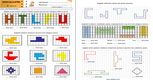 3.Sınıf Matematik Alan Ölçme Etkinliği 1