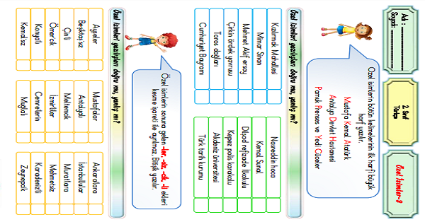 2.Sınıf Türkçe Özel İsimler Etkinliği-3