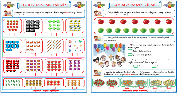 1. Sınıf Matematik Çok Mu - Az Mı - Eşit Mi Etkinliği