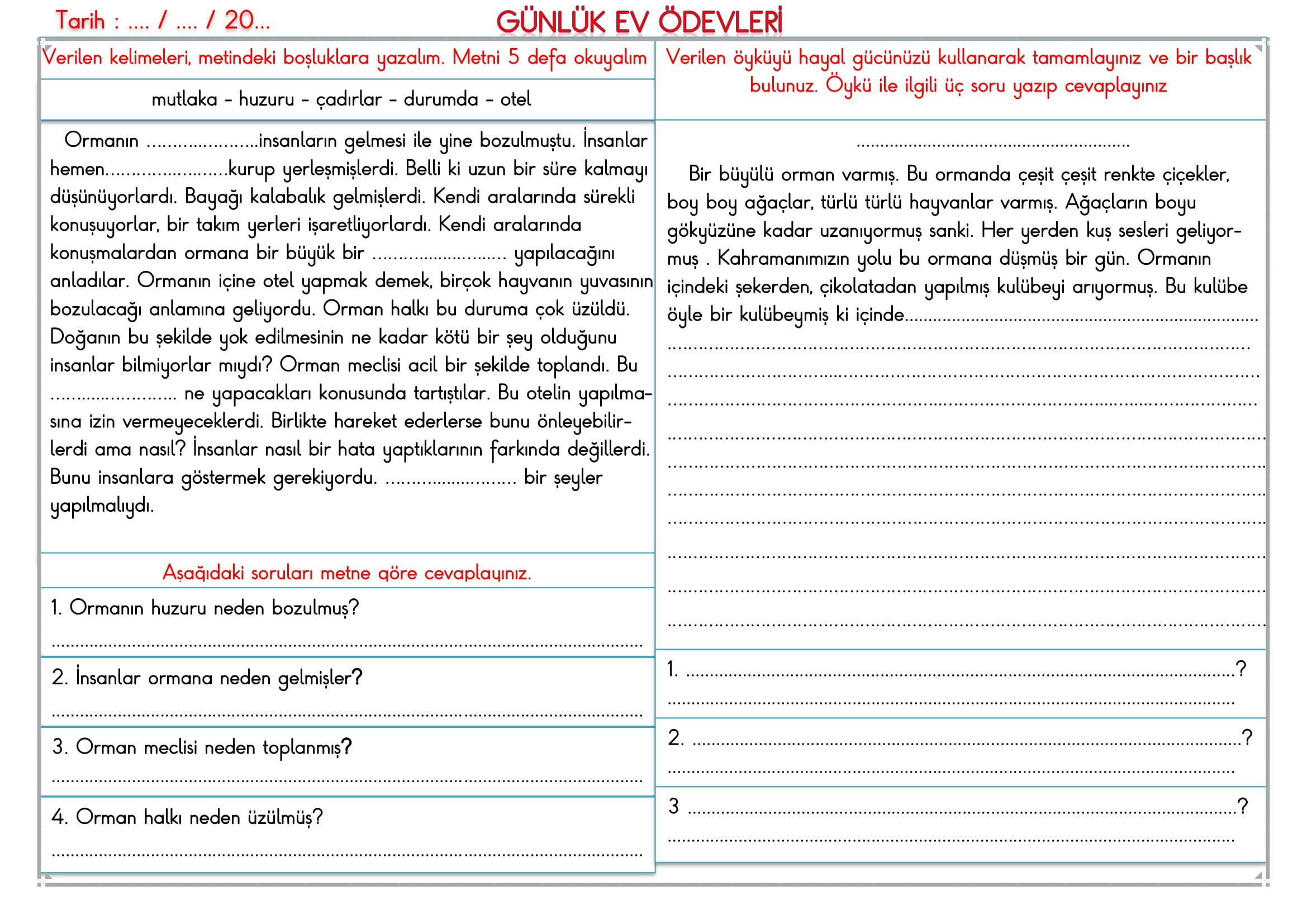 2.Sınıf 26 Mayıs 2025 Günlük Ev Ödevi