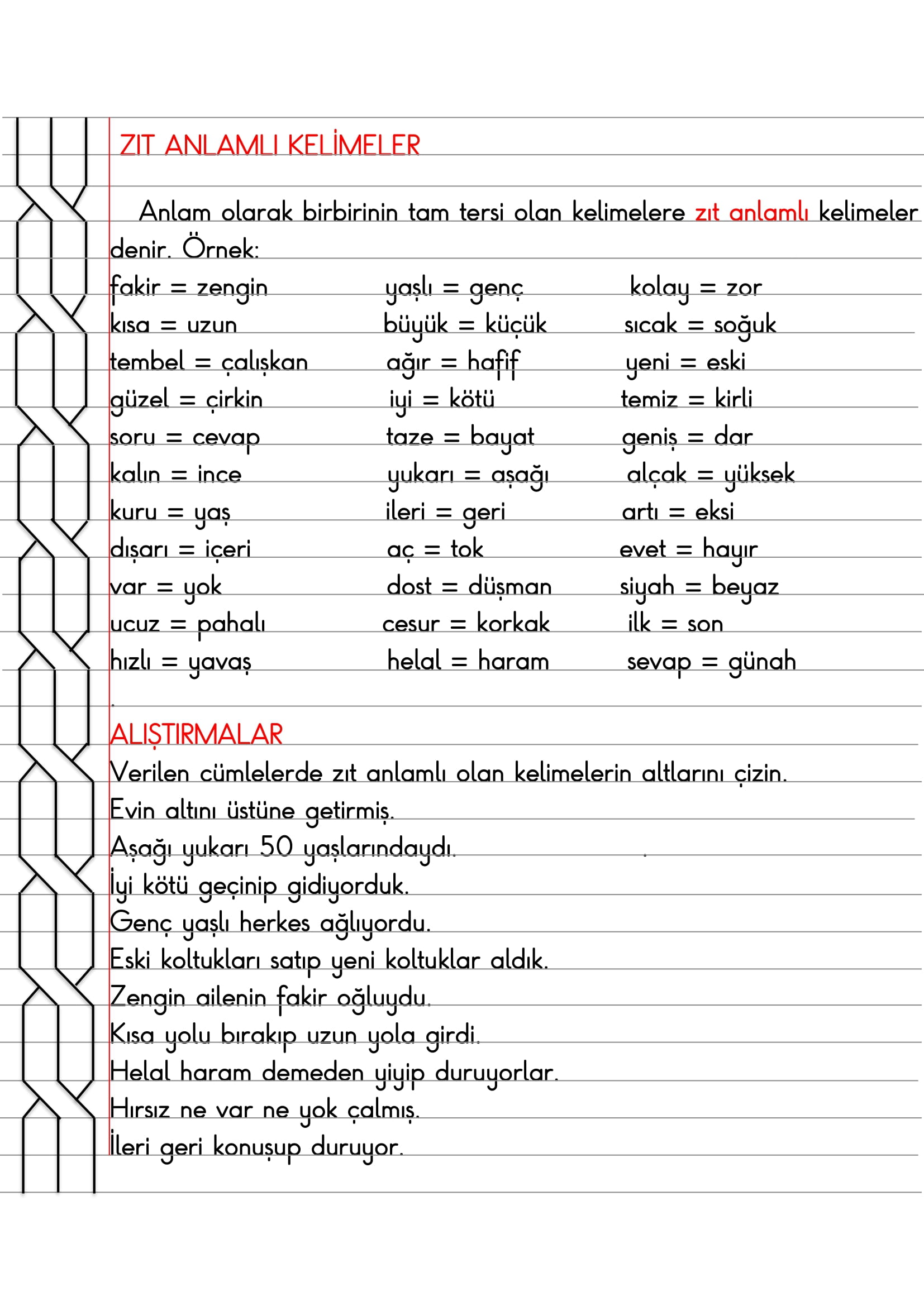 2.Sınıf - Türkçe Zıt Anlamlı Kelimeler Konu Anlatımı