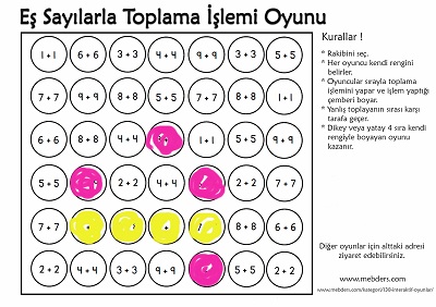 İnteraktif Eş Sayılarla Toplama İşlemi Oyunu