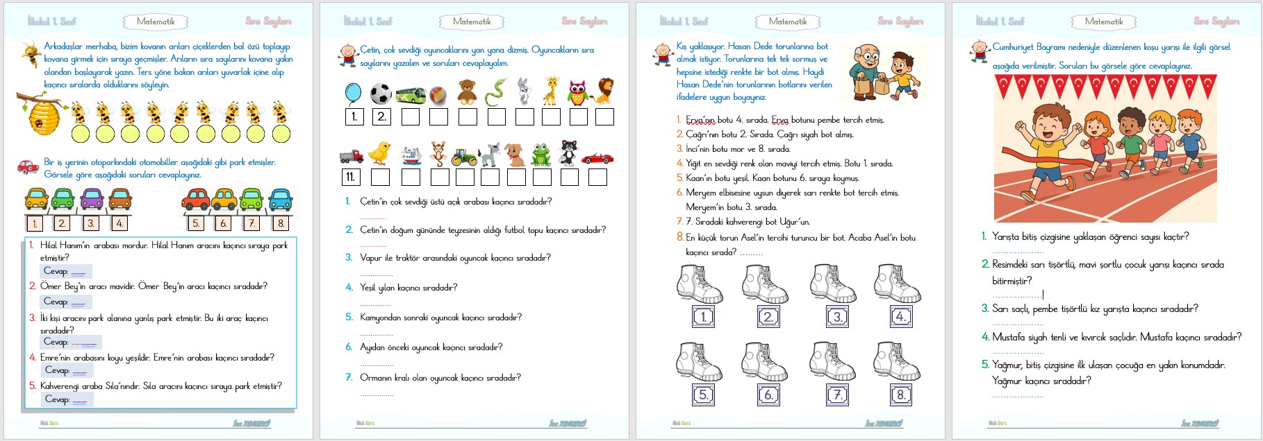 1. Sınıf Matematik Sıra Sayıları