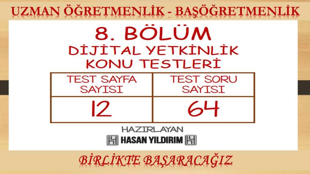 Uzman Öğretmenlik ve Başöğretmenlik Konu Testleri - 8. Bölüm (Tek PDF)