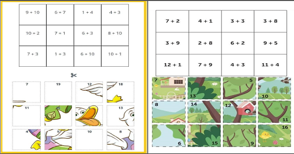 1. Sınıf Matematik Puzzle Toplama İşlemi Kes-Yapıştır 2