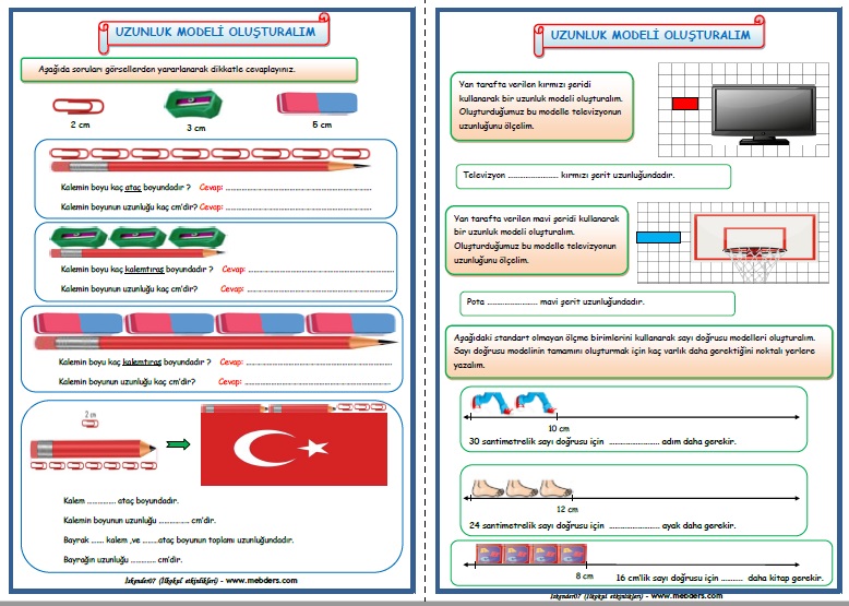 2.Sınıf Matematik Uzunluk Modeli Oluşturalım Etkinlik Çalışması