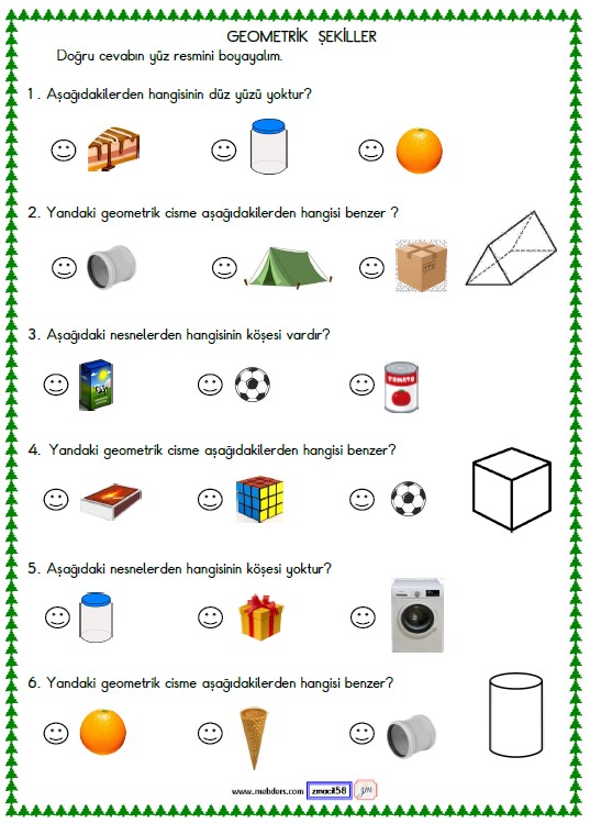1. Sınıf Matematik Geometrik Cisimler Etkinliği 16
