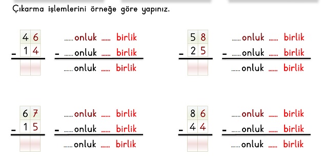 2.Sınıf Matematik Çıkarma İşlemi-Onluk Bozmadan Çıkarma İşlemi Etkinliği-3