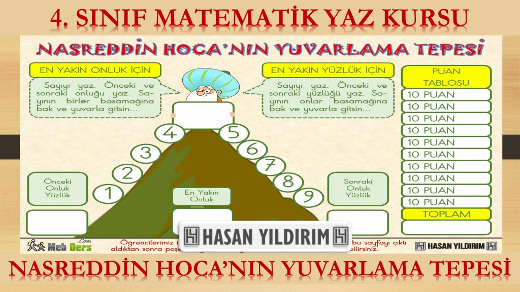 4.Sınıf Matematik Yaz Kursu - Nasreddin Hoca'nın Yuvarlama Tepesi Oyunu