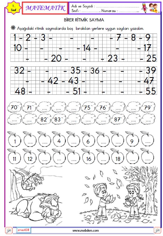 1. Sınıf Matematik Birer Ritmik Sayma Etkinliği