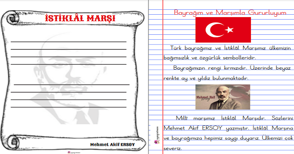 İstiklal Marşı ve Bayrağımız Defter Notu