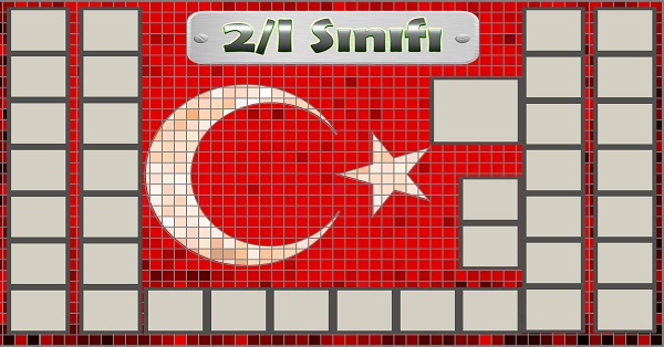Model 54, 2I şubesi için Türk bayraklı fotoğraf eklemeli kapı süslemesi - 36 öğrencilik