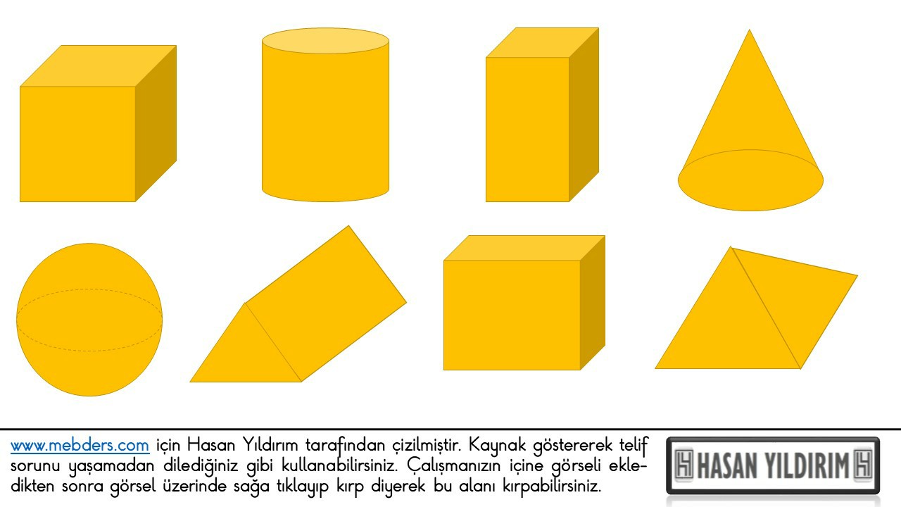 Geometrik Cisimler Sarı PNG