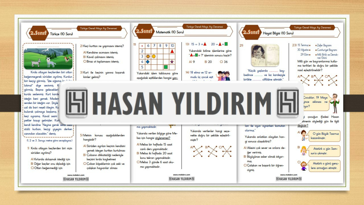 2.Sınıf Mayıs Ayı Deneme Sınavı (PDF)