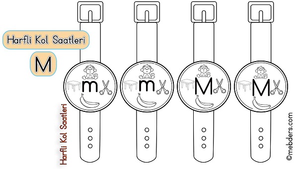 1.Sınıf İlkokuma Harfli Kol Saatleri - M Harfi