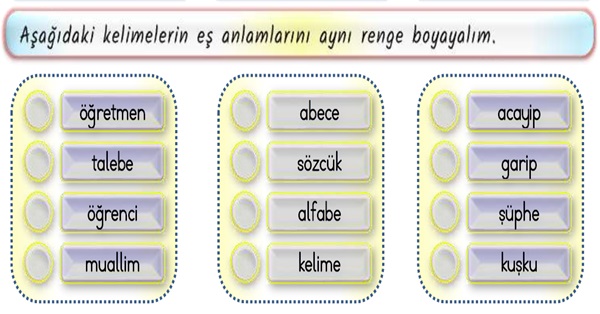 2.Sınıf Türkçe Eş Anlamlı Kelimeler Etkinliği-3