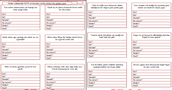 3.Sınıf - Türkçe 5N 1K Sorular Etkinliği-3