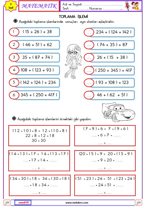 3. Sınıf Matematik Toplama İşlemi Etkinliği 3