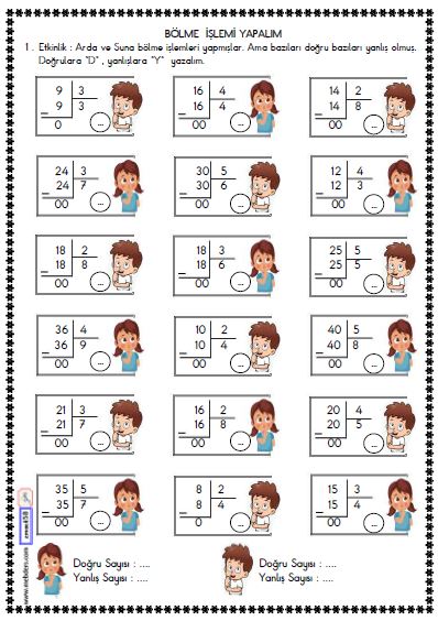 2. Sınıf Matematik Bölme İşlemi Etkinliği 10