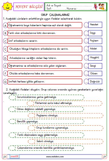 2. Sınıf Hayat Bilgisi Grup Çalışmalarımız Etkinliği