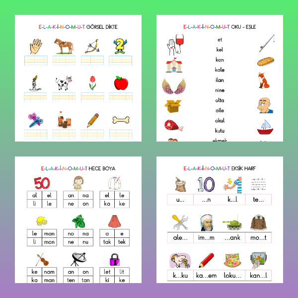 1. Sınıf İlk Okuma Yazma - T Sesi Değerlendirme Etkinlikleri (ELAKİNOMUT)