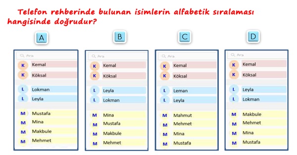 2.Sınıf Türkçe Alfabetik Sıralama-Yeni Nesil Sorular-1