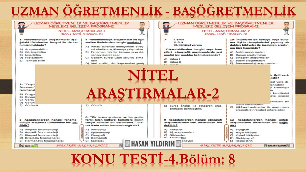 Nitel Araştırmalar-2 (Konu Testi-4.Bölüm: 8)